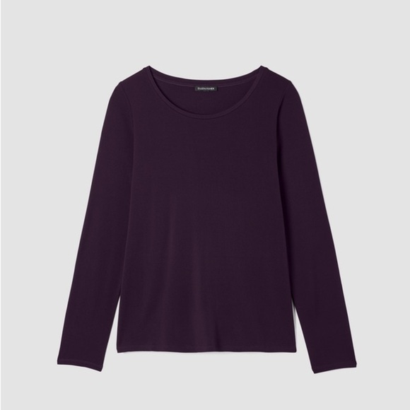Eileen Fisher Rich Plum Long Sleeve Tee - Picture 3 of 8